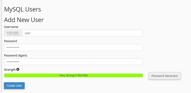 ساخت یوزر دیتابیس